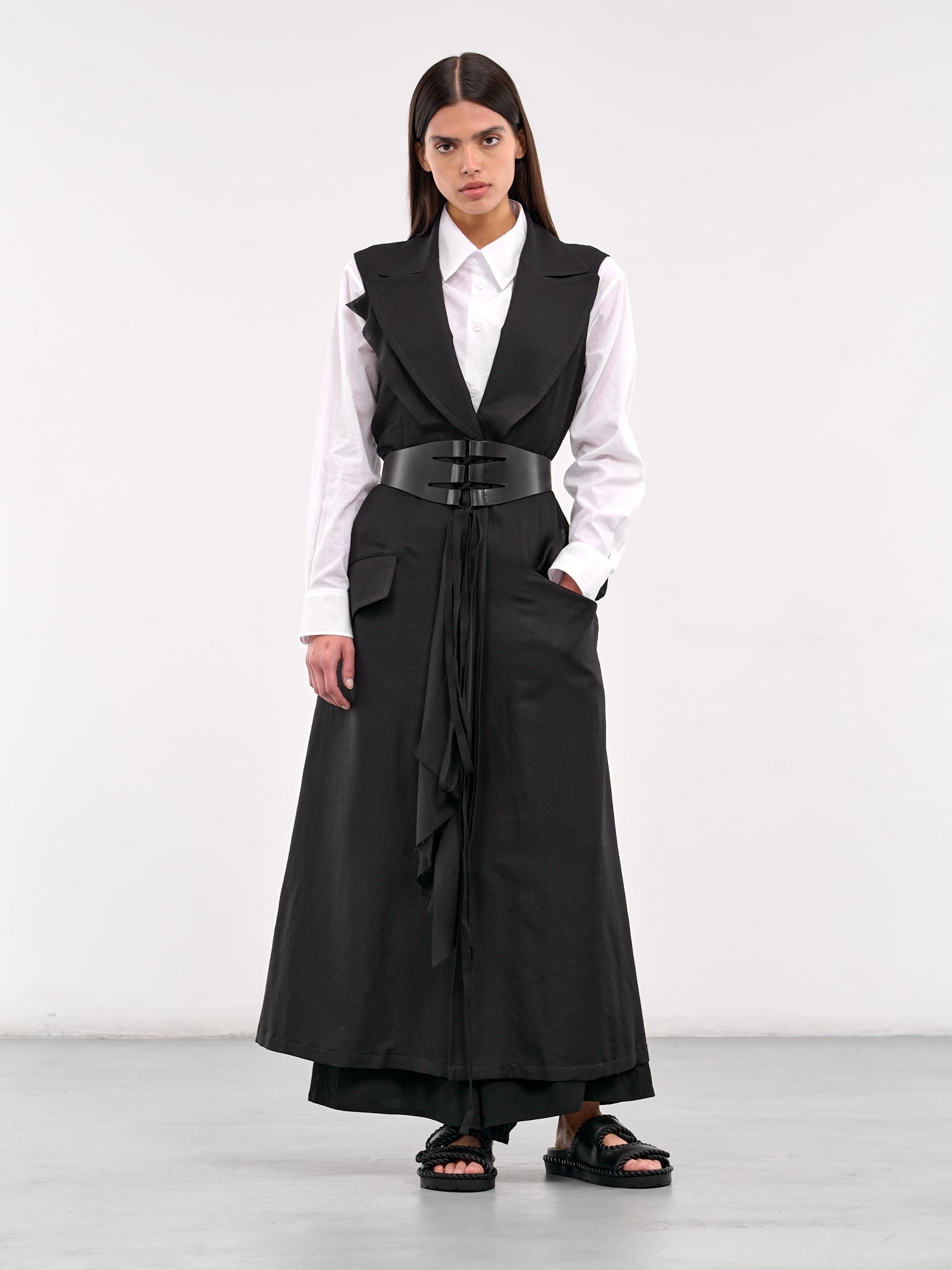 Twill Front Draped Sleeveless Dress - 6