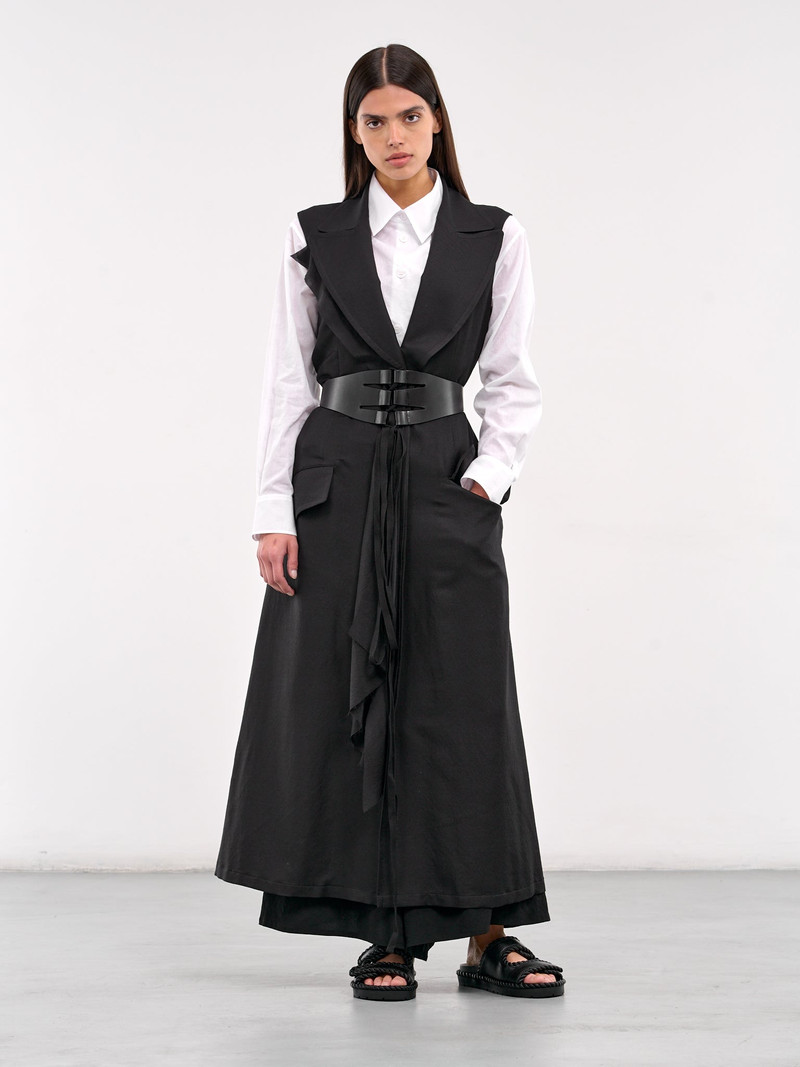 Yohji Yamamoto Twill Front Draped Sleeveless Dress outlook