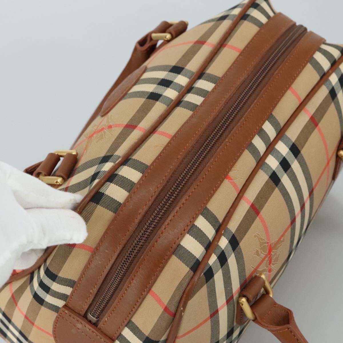 Burberry Nova Check Hand Bag Canvas Beige - 6
