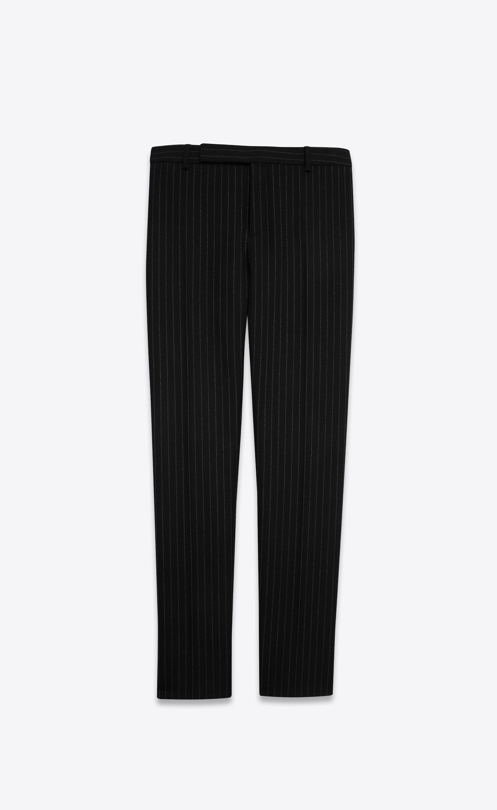 tailored pants in rive gauche striped wool flannel - 1