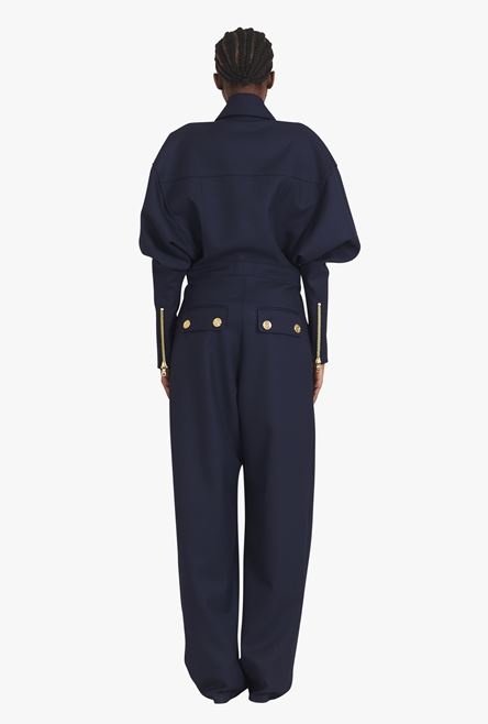 Navy blue wool jumpsuit - 3