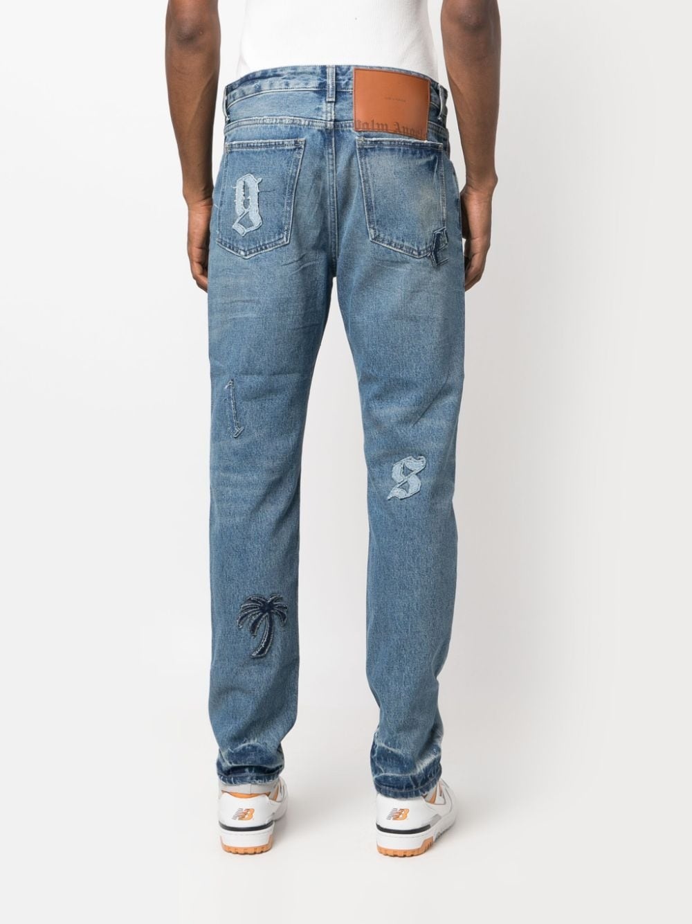 logo-patch straight jeans - 4