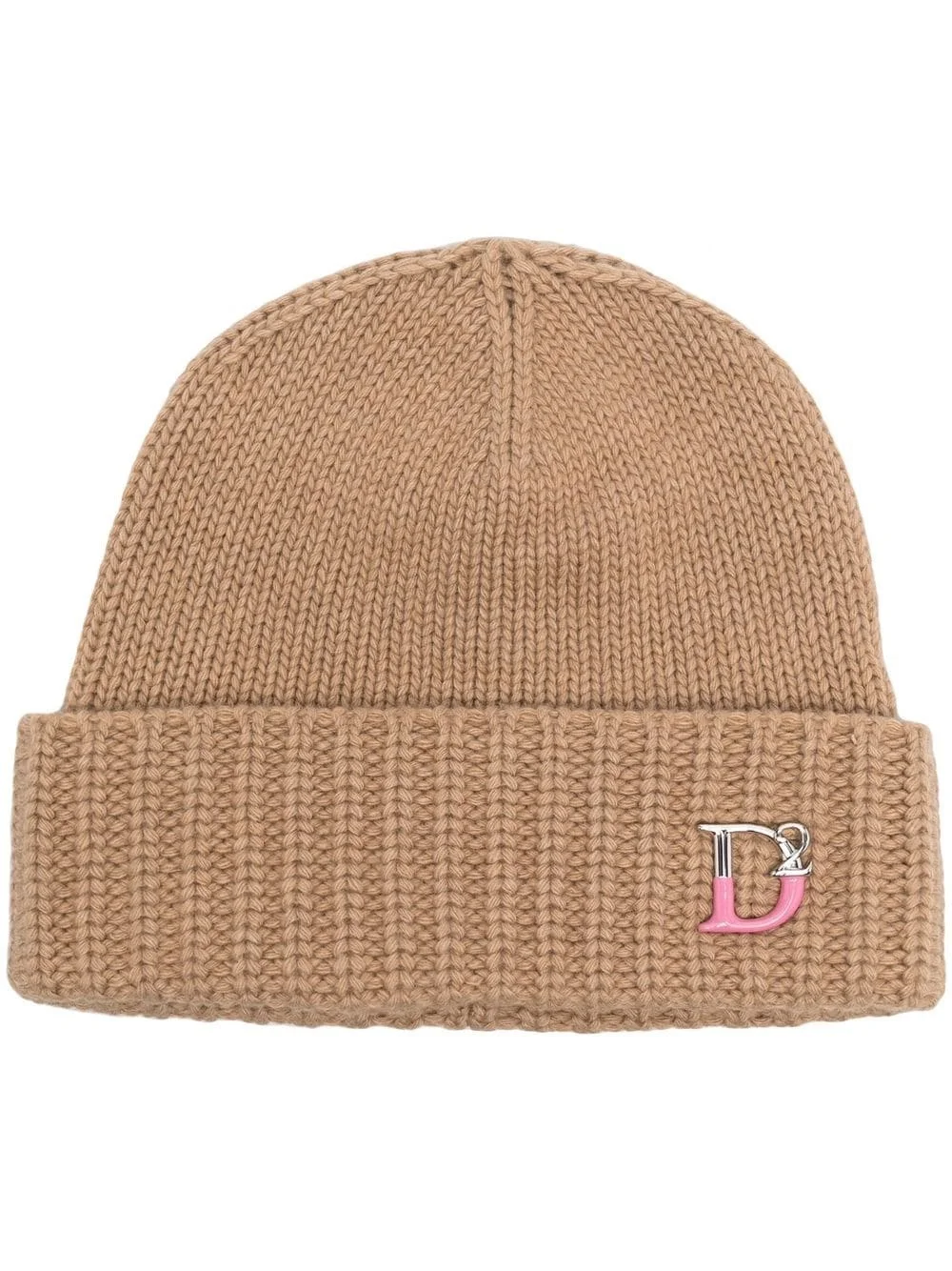 monogram-plaque knitted beanie - 1