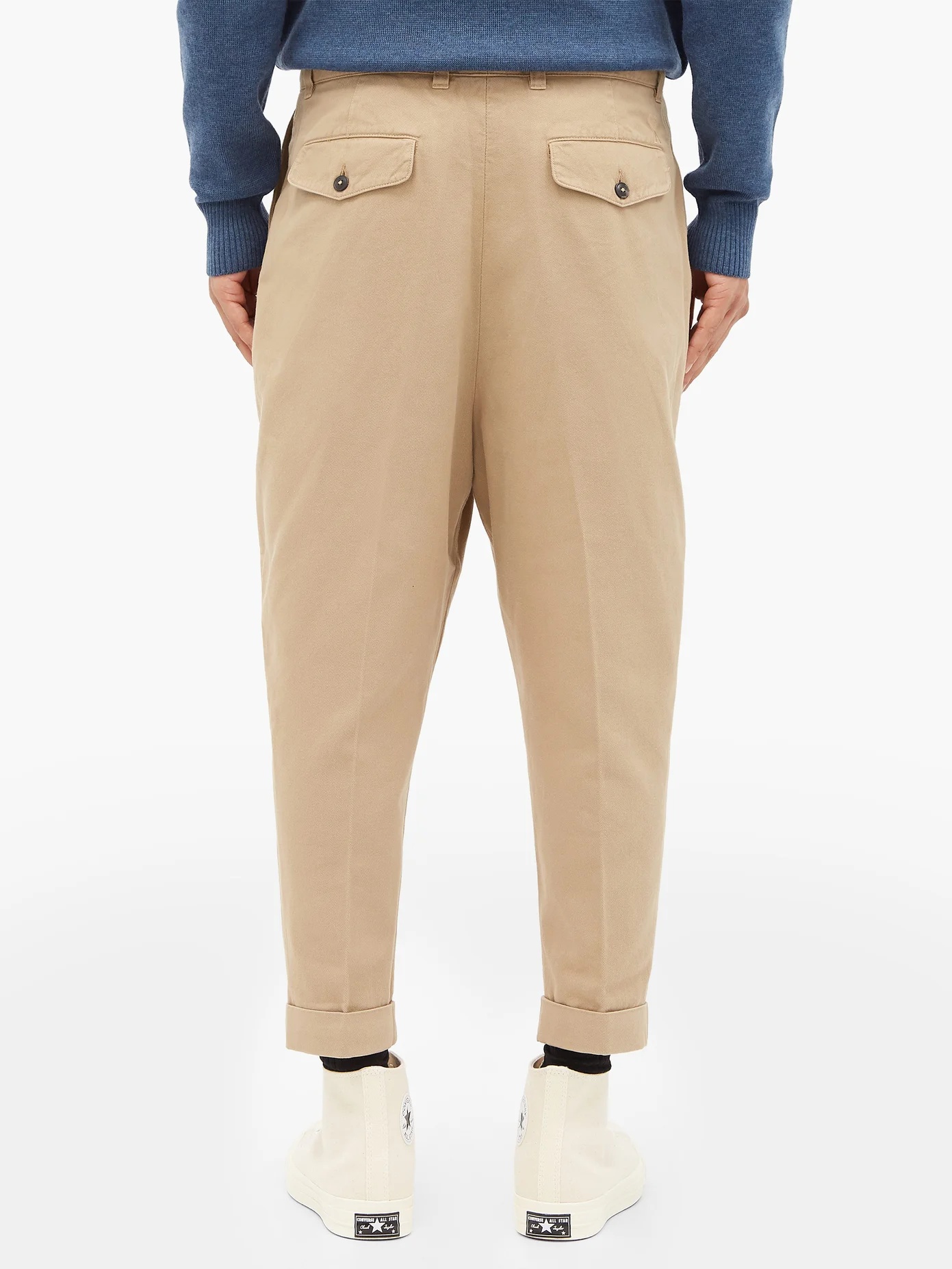 Tapered-leg cotton-twill trousers - 5