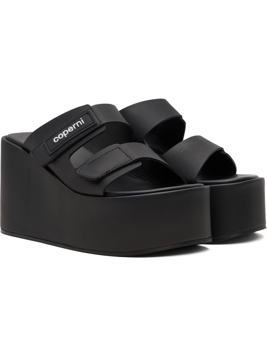 Black Patch Wedge Sandals - 4