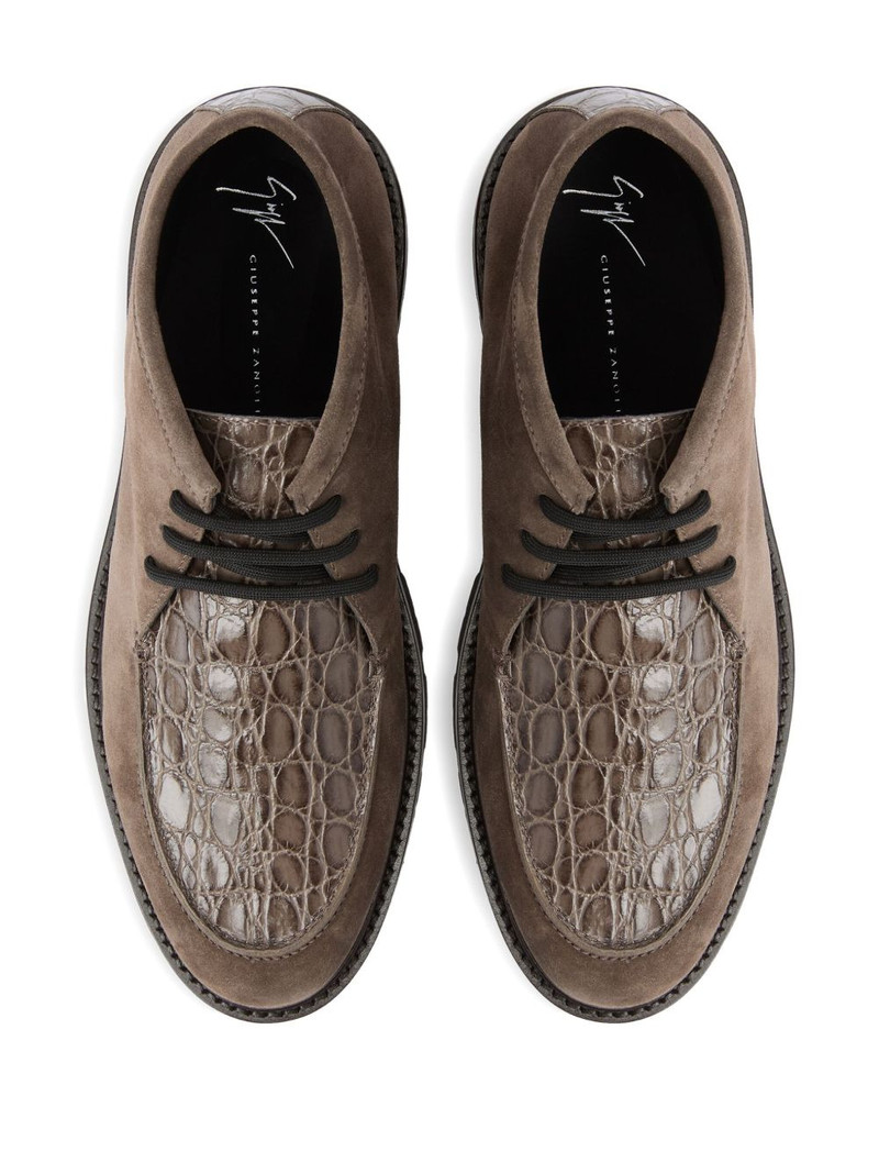 RIVAUX HIGH crocodile-print lace-up boots 4