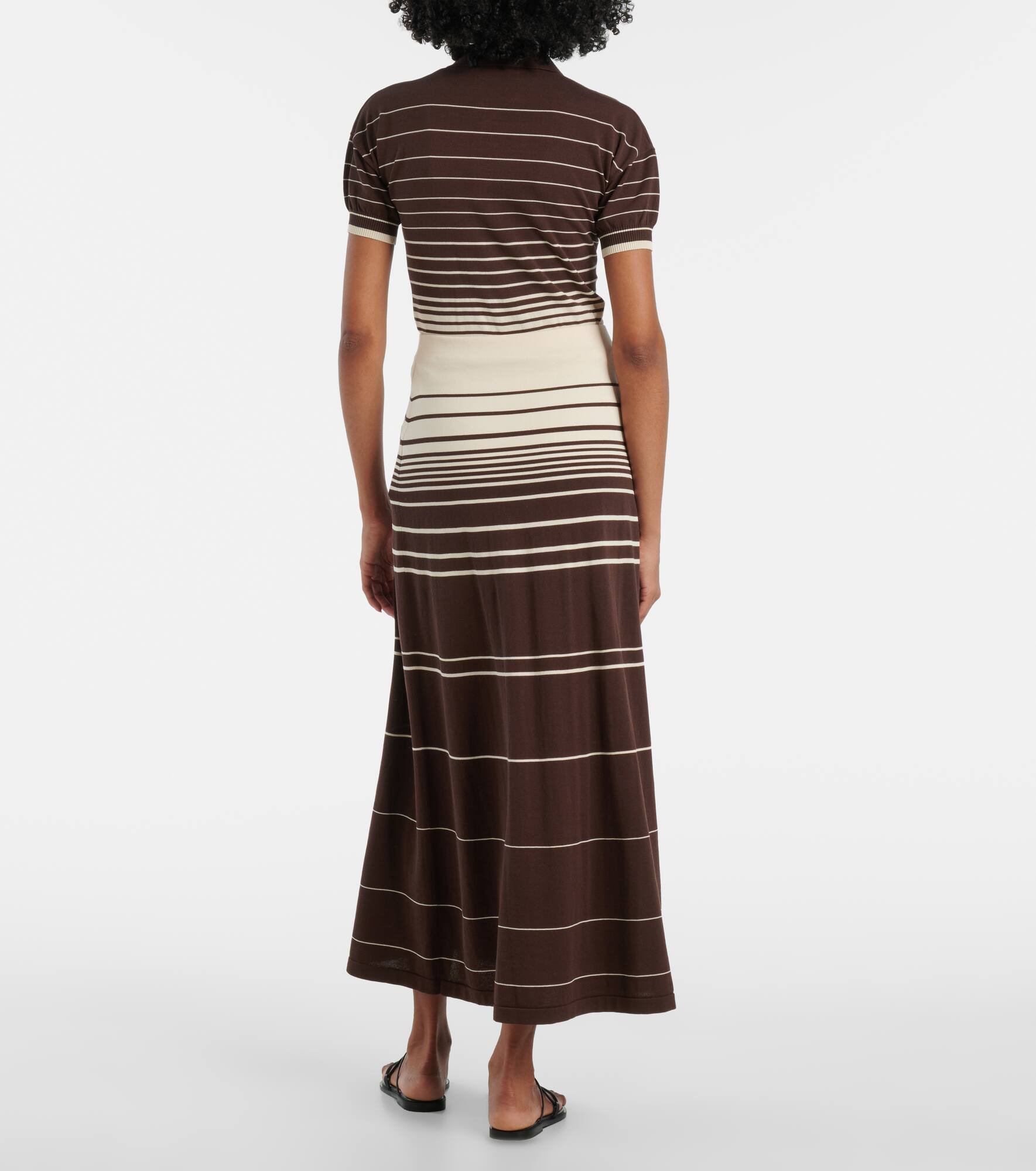 Accordion striped cotton-blend maxi skirt - 3