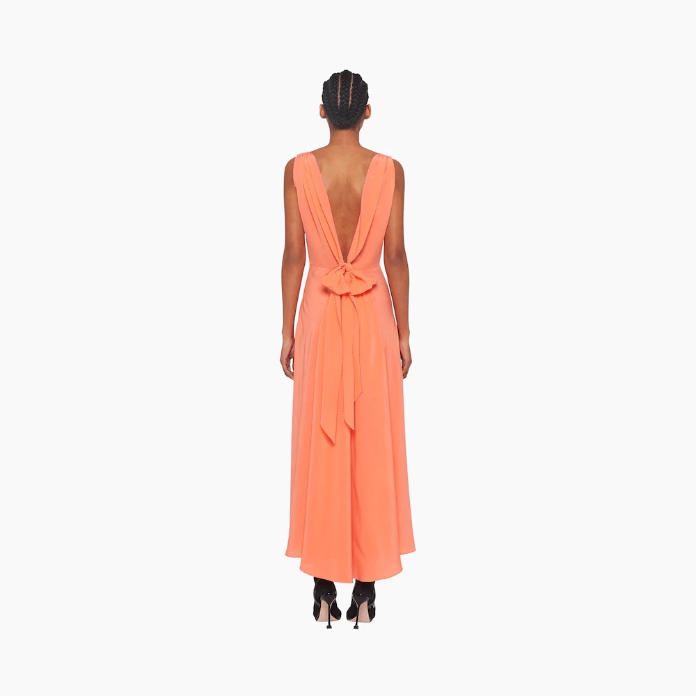 Long crepe de chine dress - 4