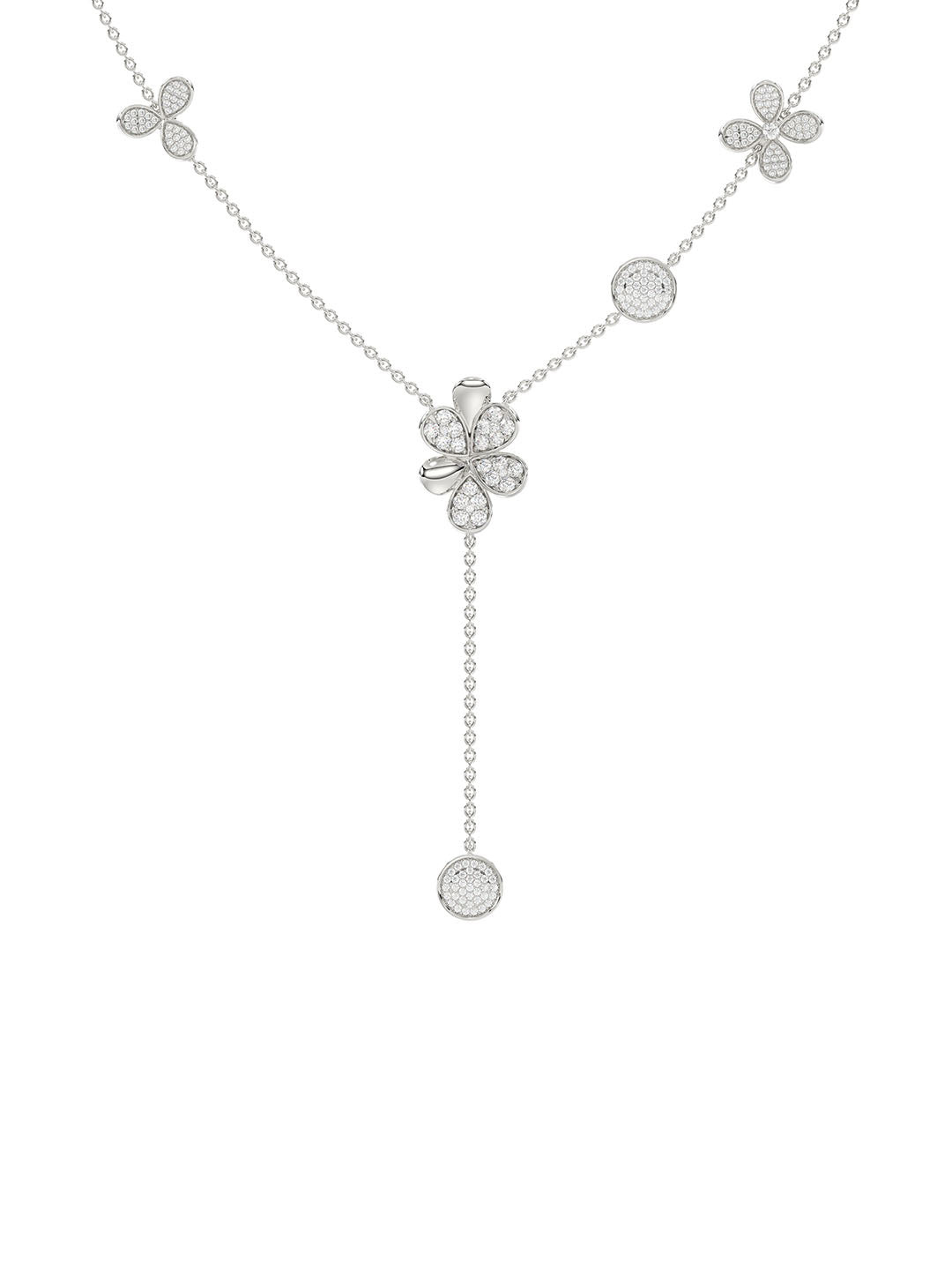 FLORAL WHITE GOLD Y NECKLACE - 2