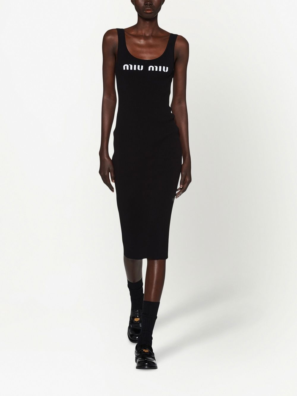 logo-print open-back dress - 2