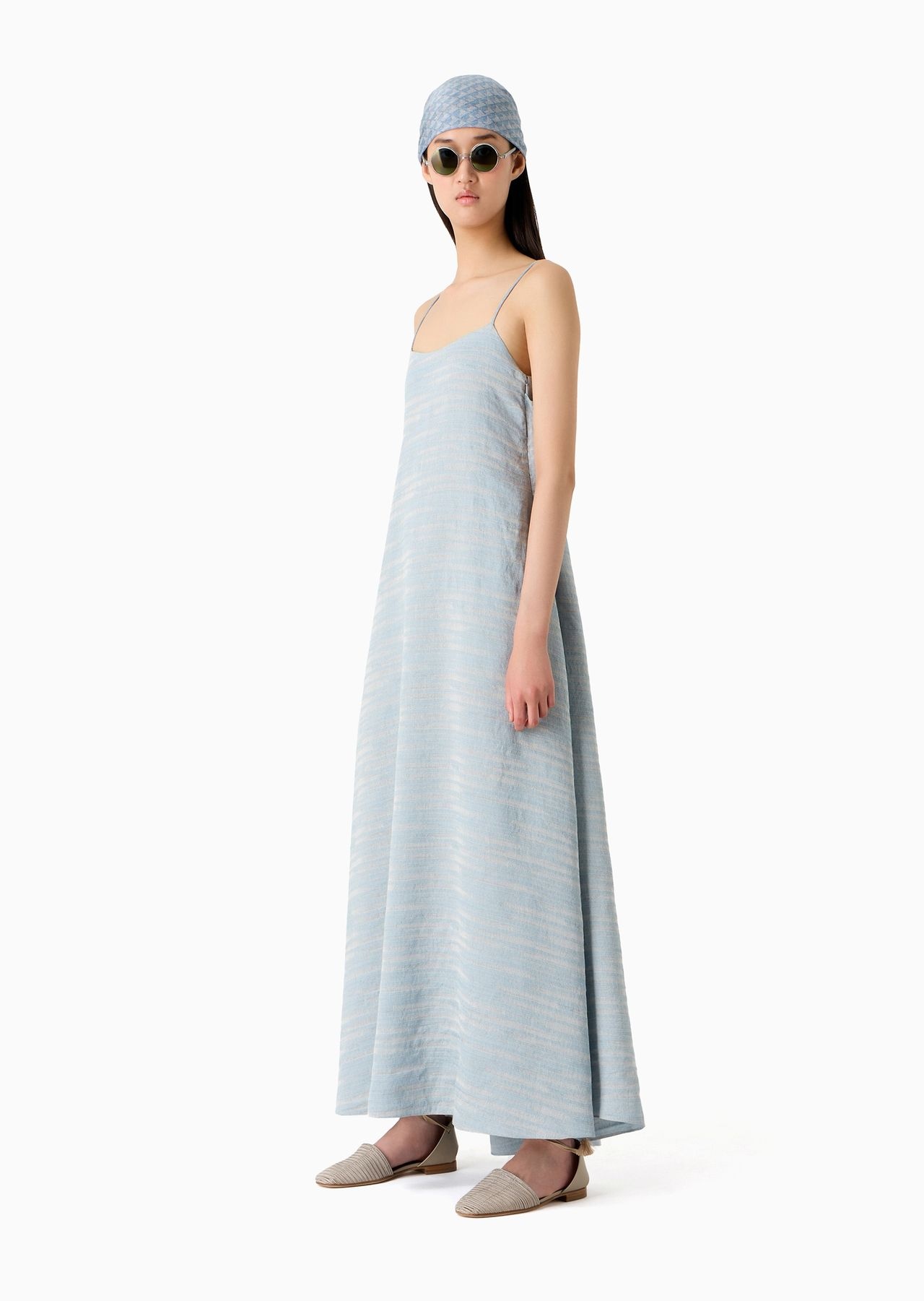 Icon linen-blend dress with wavy jacquard motif - 4