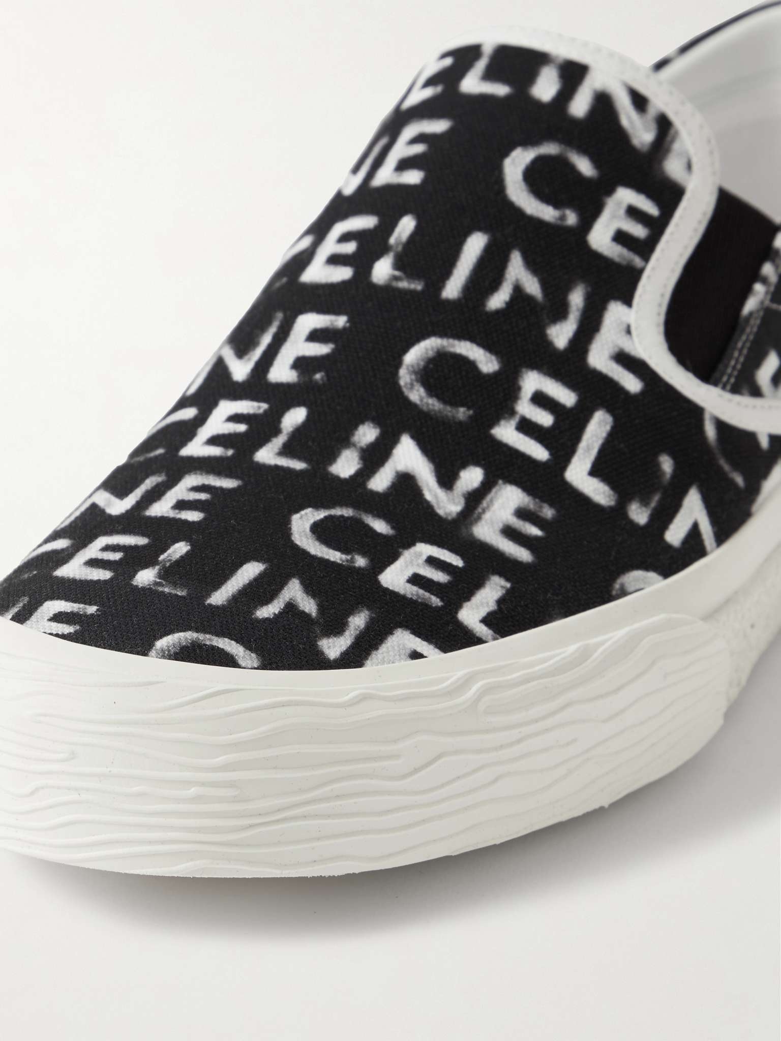 Elliot Leather-Trimmed Logo-Print Canvas Slip-On Sneakers - 6