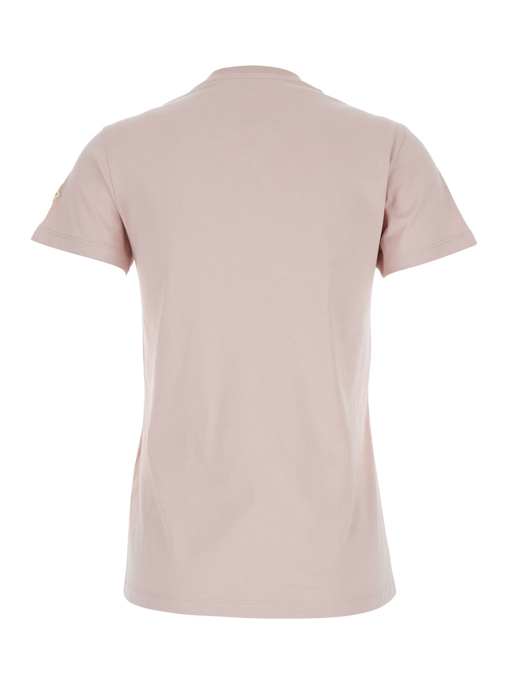 Moncler Women Pink T-Shirt With Embroidered Logo On The Front And Logo Patch On The Sleeve In Cotton - 2