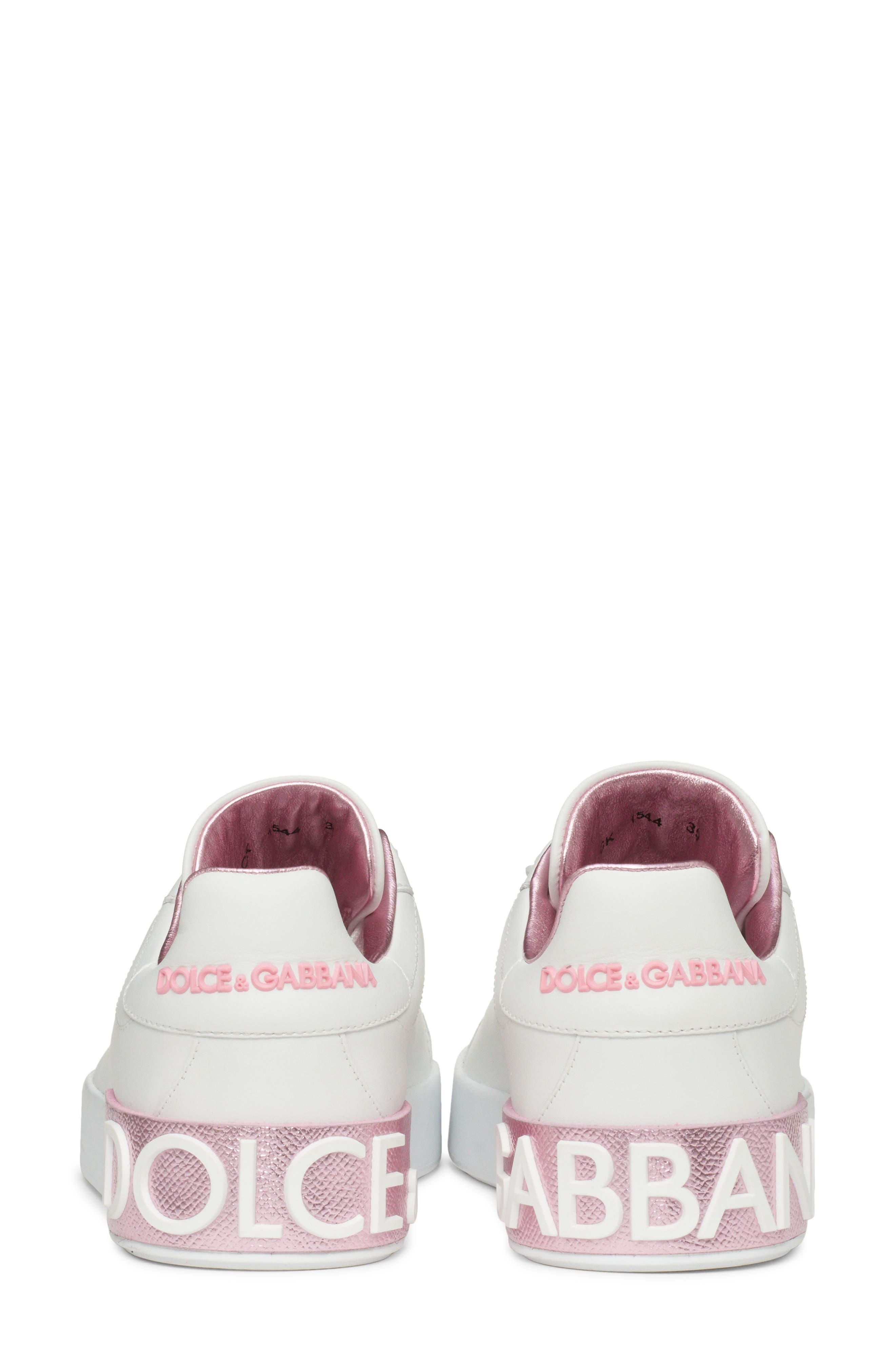 Dolce&Gabbana Portofino Platform Sneaker in White/Pink at Nordstrom - 7