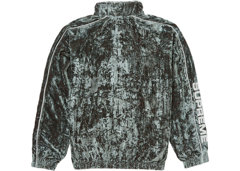 Supreme Supreme Crushed Velvet Track Jacket Olive outlook