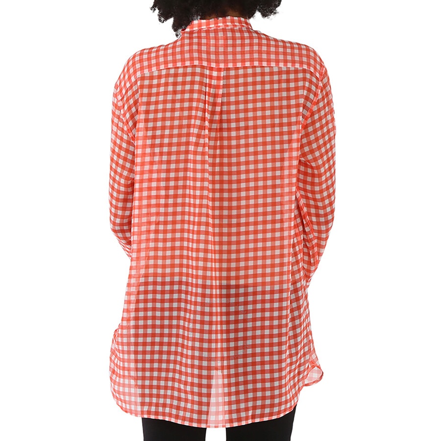 Burberry Gingham Silk Chiffon Pussy-bow Blouse - 4