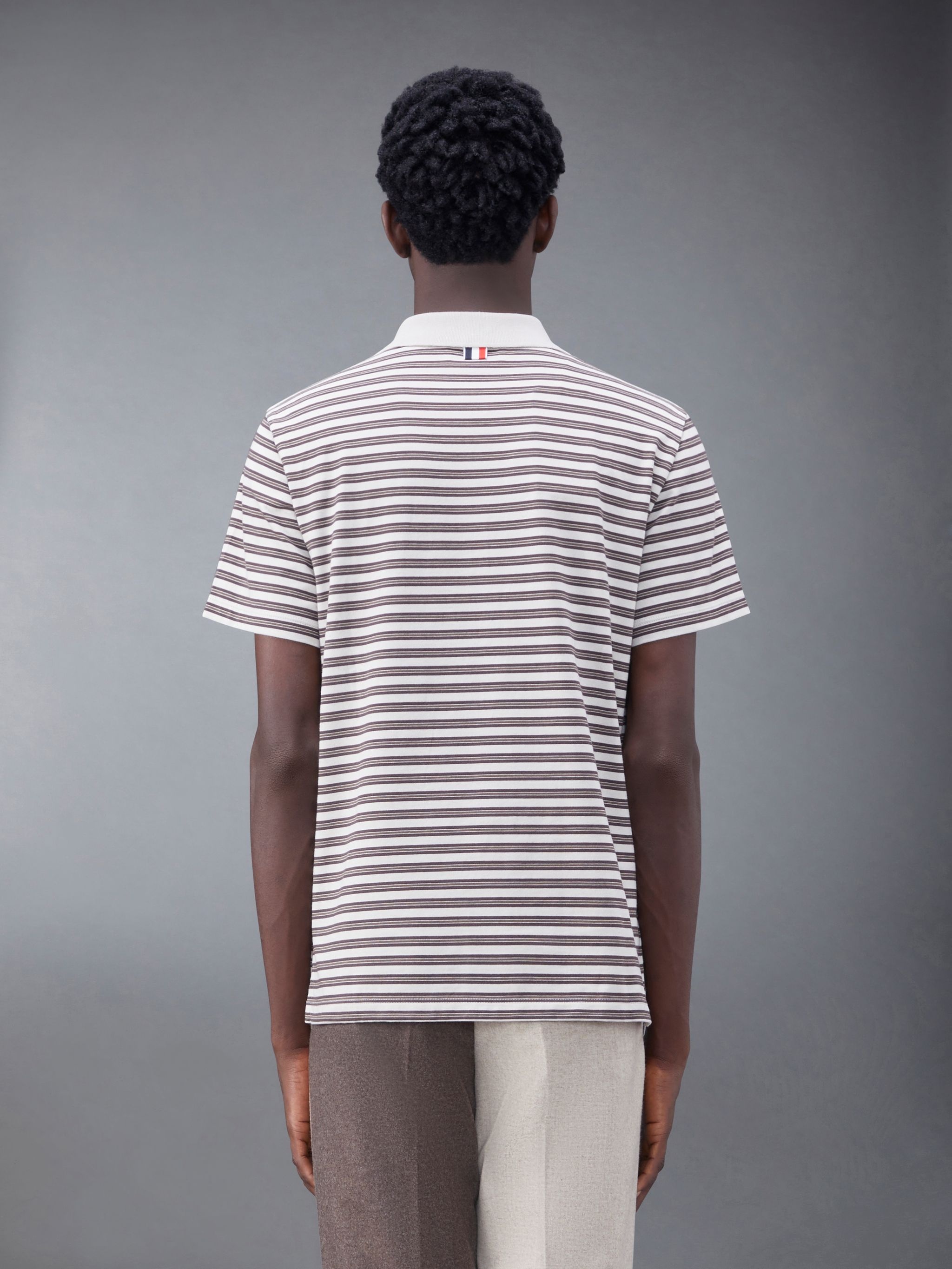 Stripe Jersey Whale Icon Short Sleeve Polo - 2