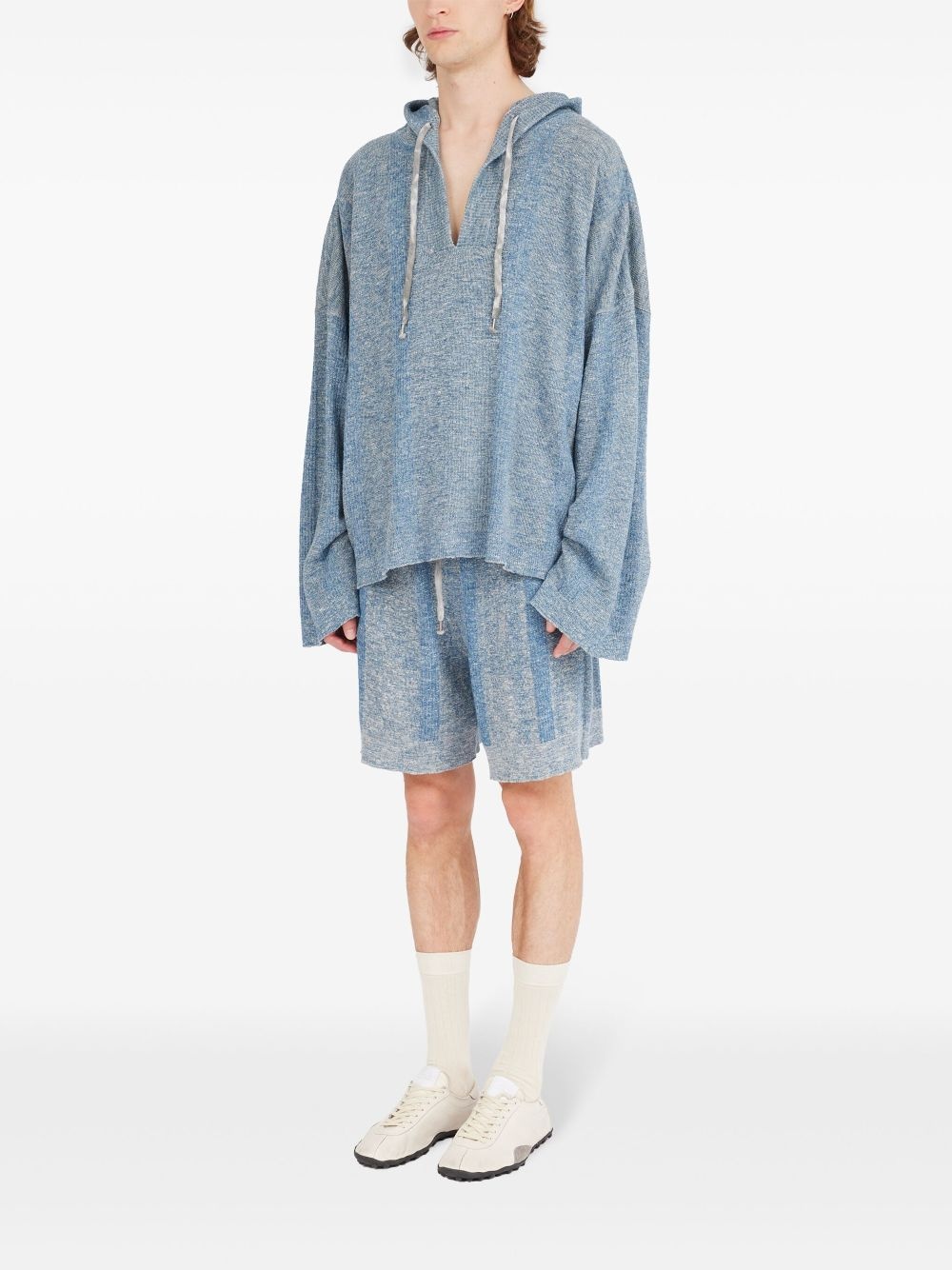 drawstring hood v-neck sweater - 6