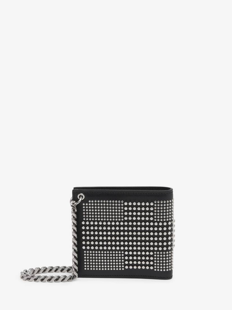 Men's Studded Billfold Wallet 와 Chain 에 검정 3
