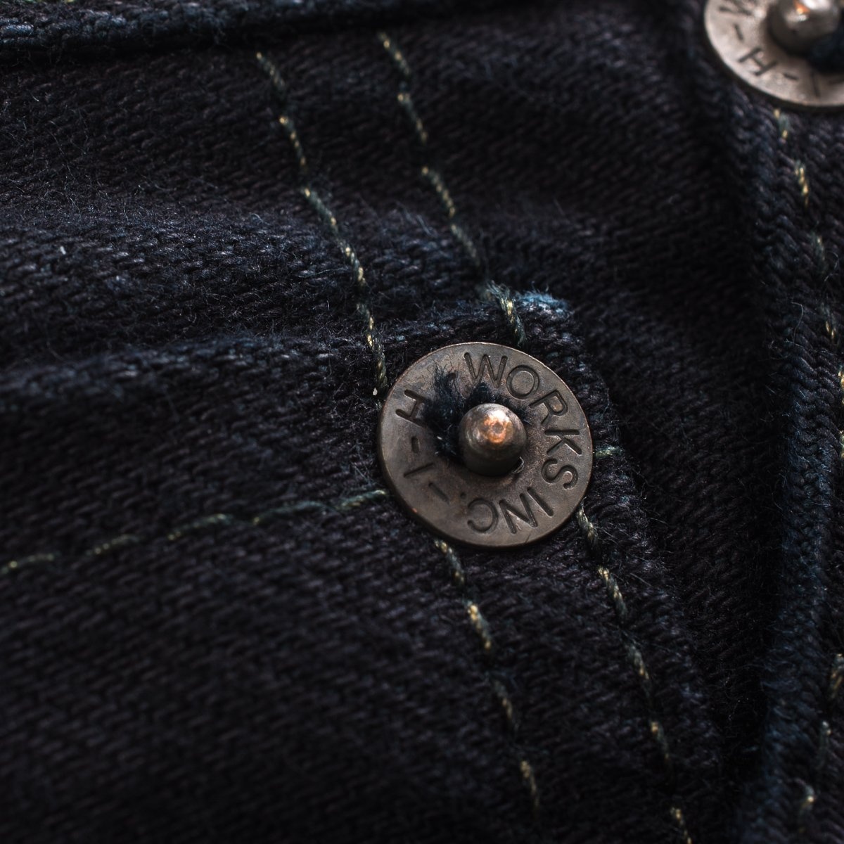 IH-888S-142OD 14oz Selvedge Denim Medium/High Rise Tapered Cut Jeans - Indigo Overdyed Black - 10