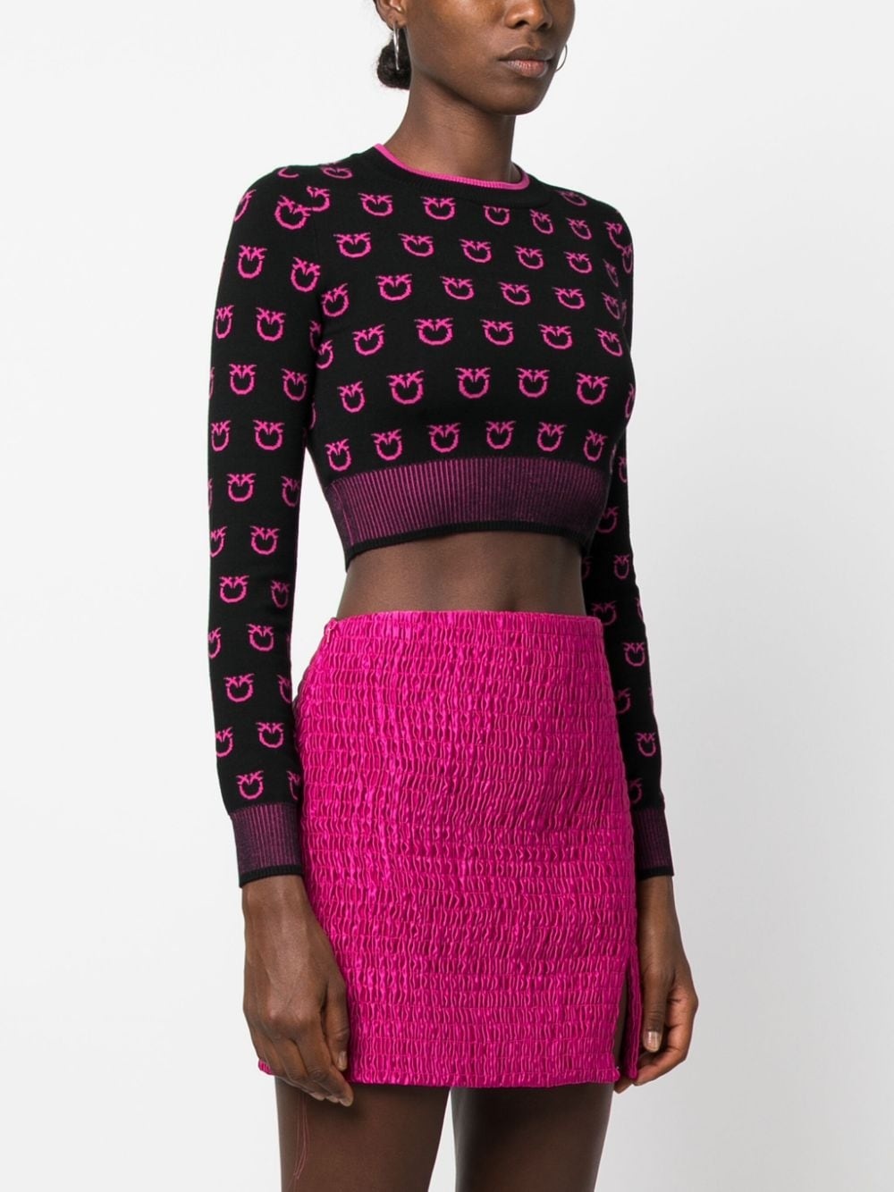 intarsia-knit cropped jumper - 3