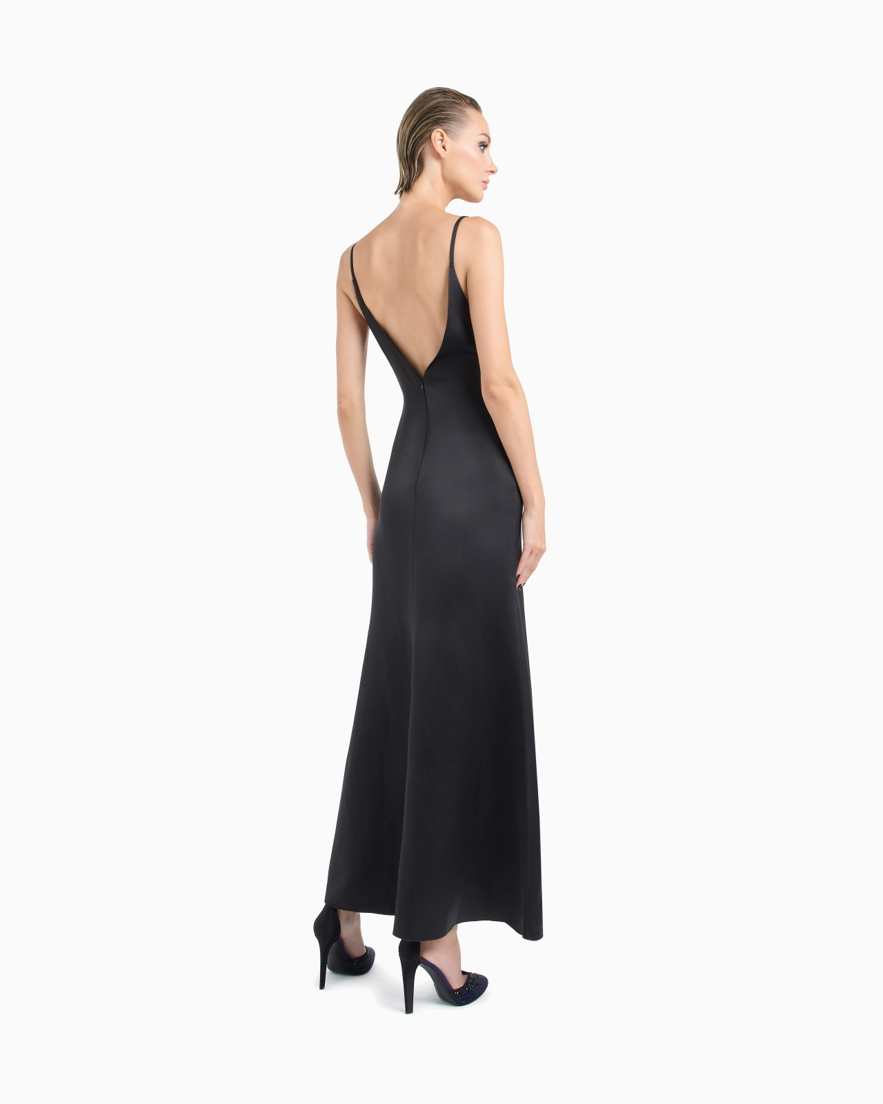 GLITTER SILK SATIN LONG DRESS - 3