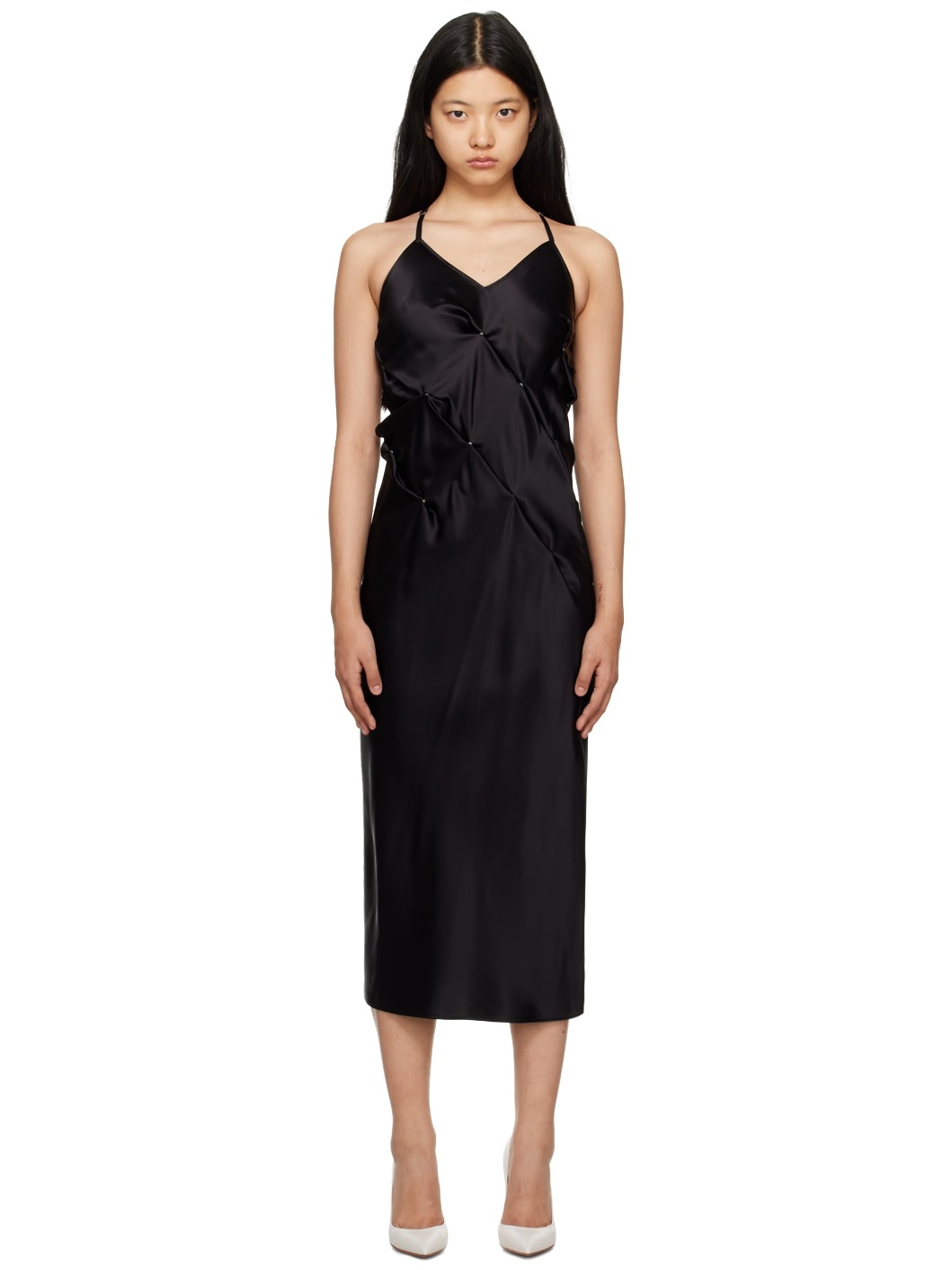 Black Snap Midi Dress - 1