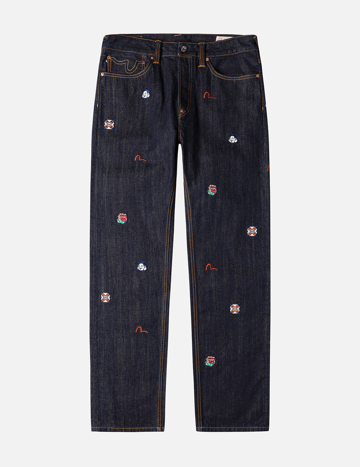 Allover Brand Embroidery Regular Fit Jeans #2000 - 4