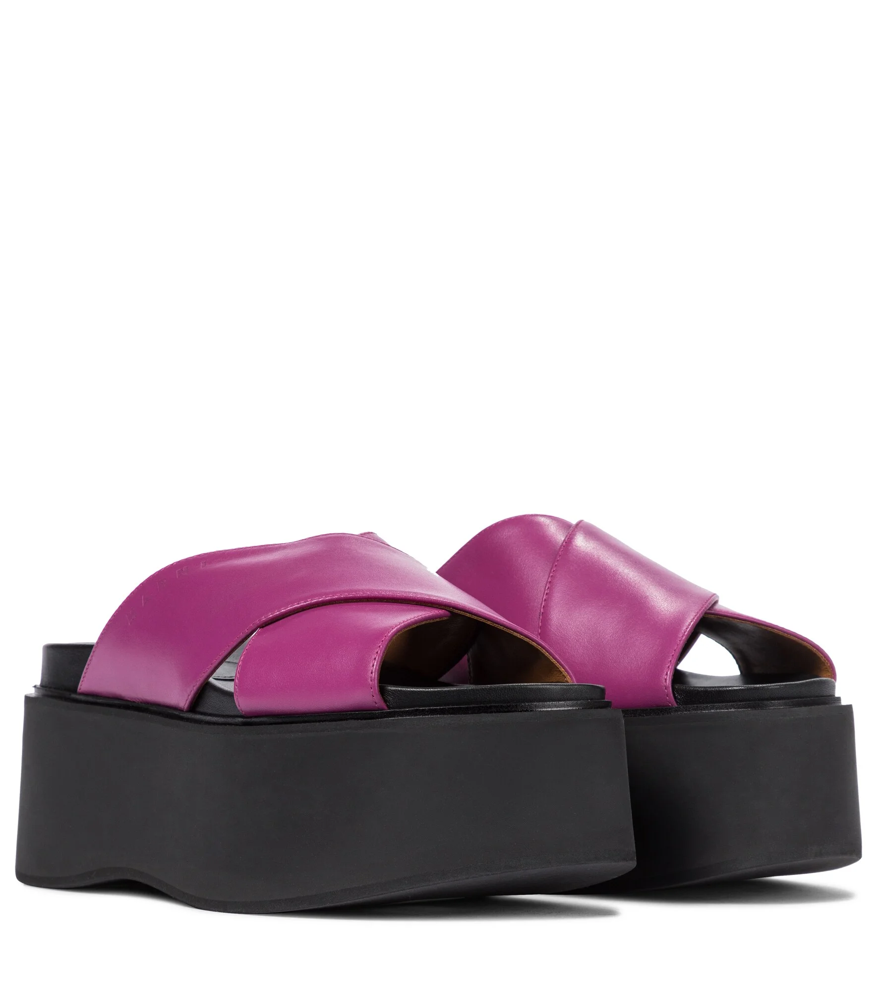 Leather platform slides - 1