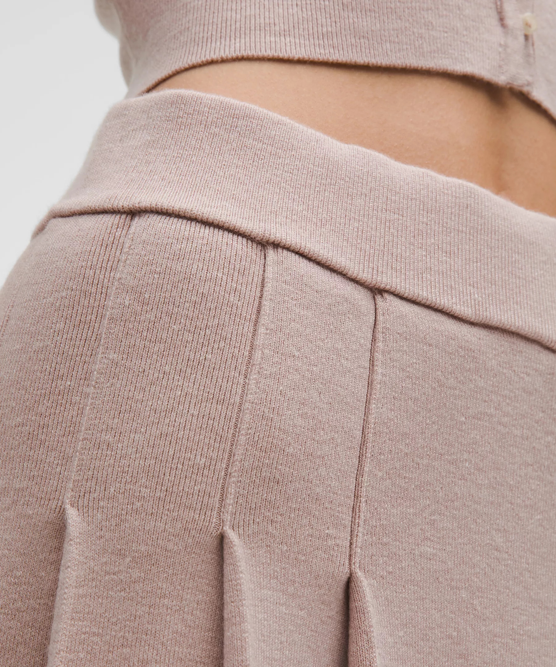 Ribbed Merino Wool Mid-Rise Pleated Skirt - 4