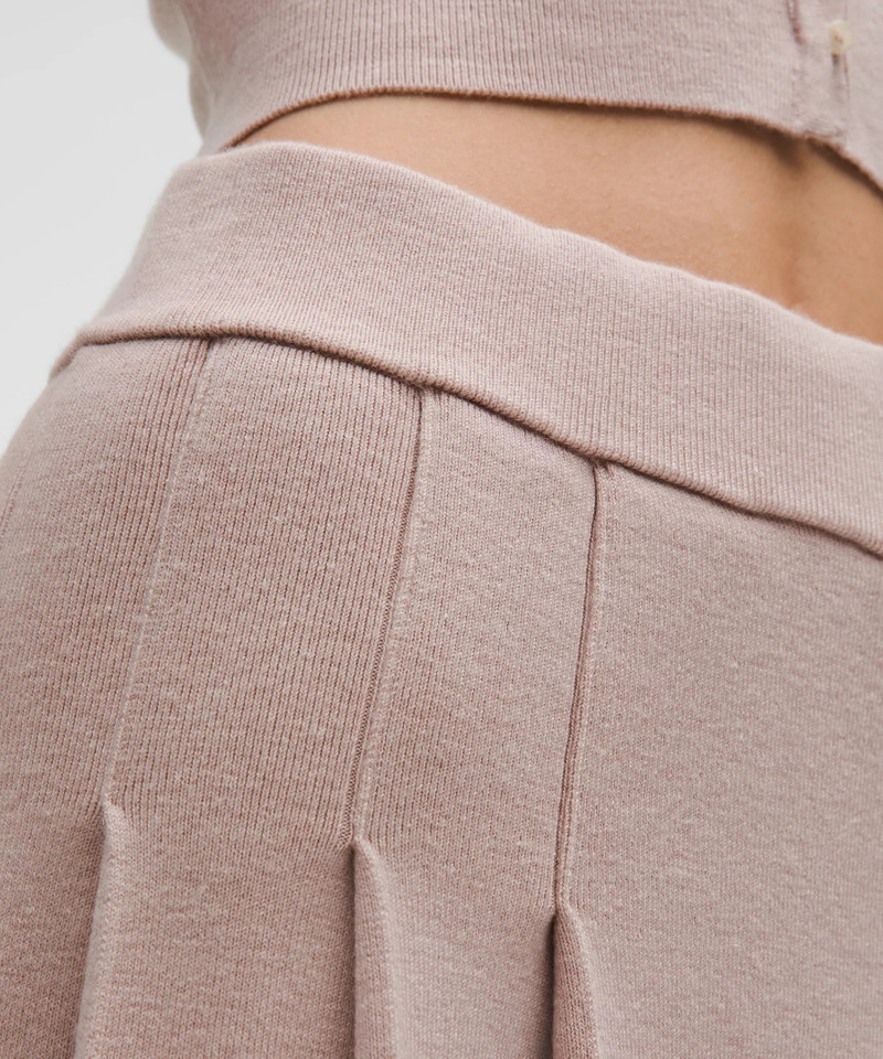 Ribbed Merino Wool Mid-Rise Pleated Skirt 4