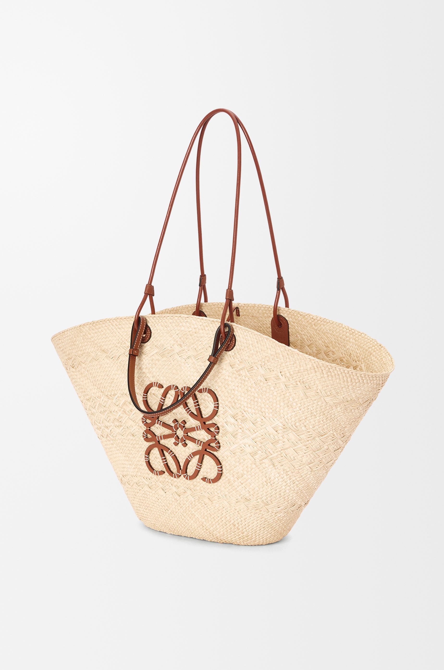 Large Anagram Basket bag in iraca palm and calfskin - 4