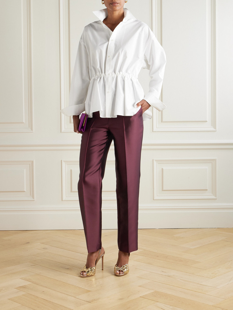 CHRISTOPHER JOHN ROGERS Pleated Silk And Wool-blend Twill Straight-leg Pants outlook