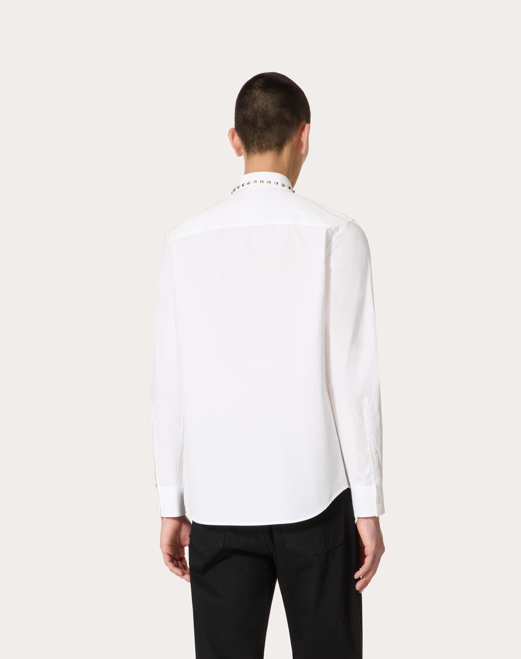 LONG SLEEVE COTTON SHIRT WITH BLACK UNTITLED STUDS ON COLLAR - 4