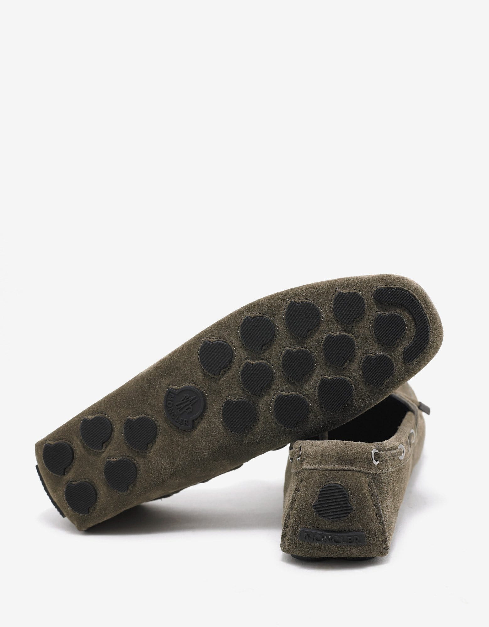 Moncler Aymeric Khaki Suede Leather Driving Shoes - 3