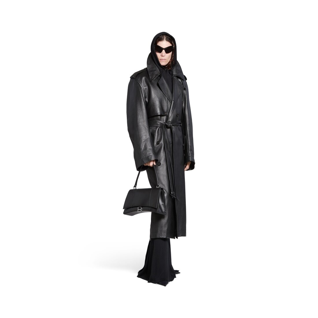 Women's Fitted Cocoon Trench in Black - 2