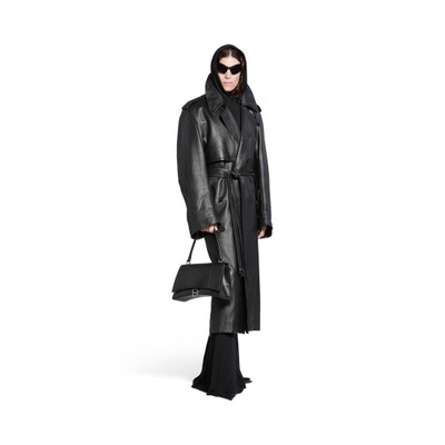 BALENCIAGA Women's Fitted Cocoon Trench in Black outlook