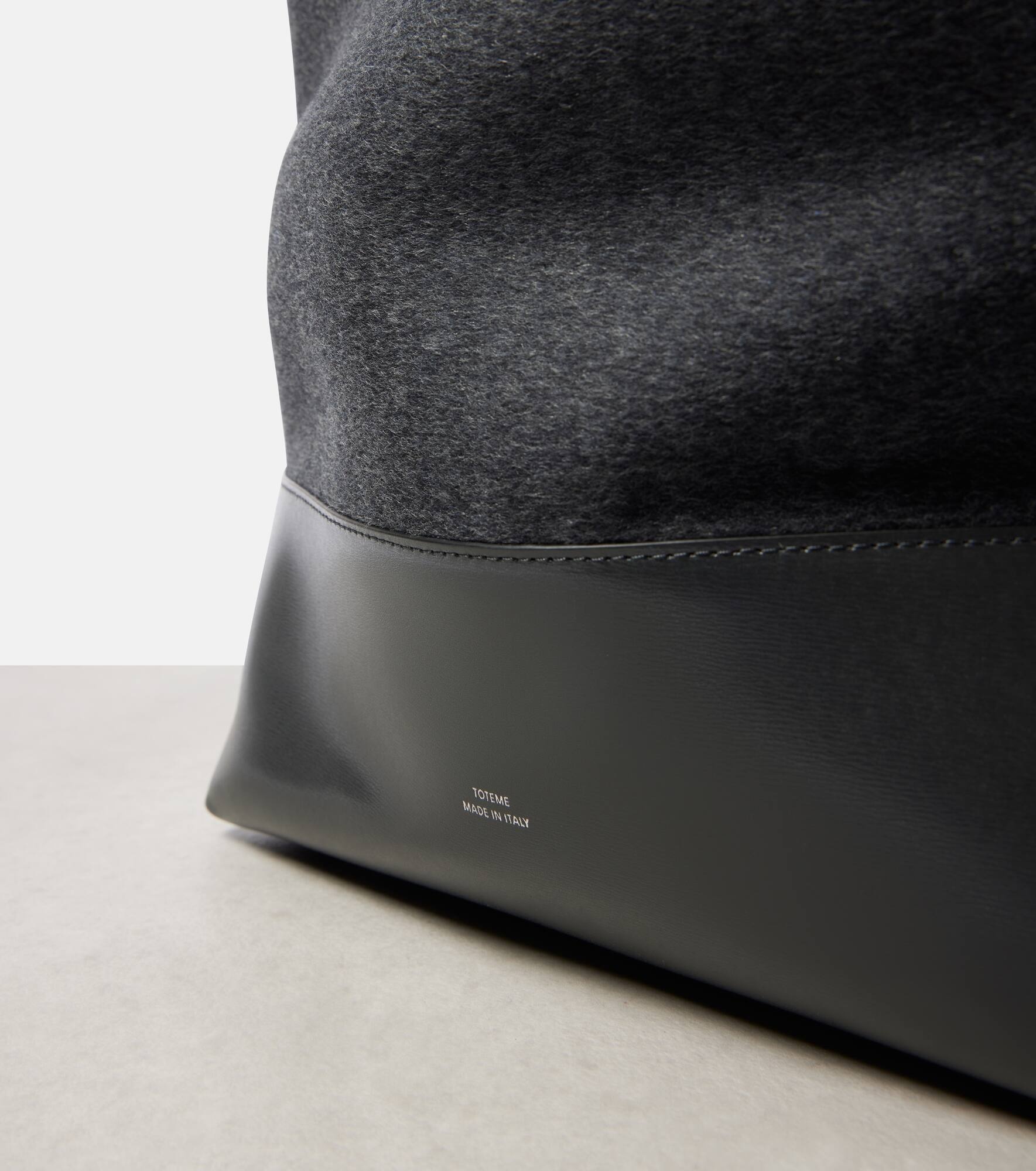 Leather-trimmed wool doublé tote bag - 6