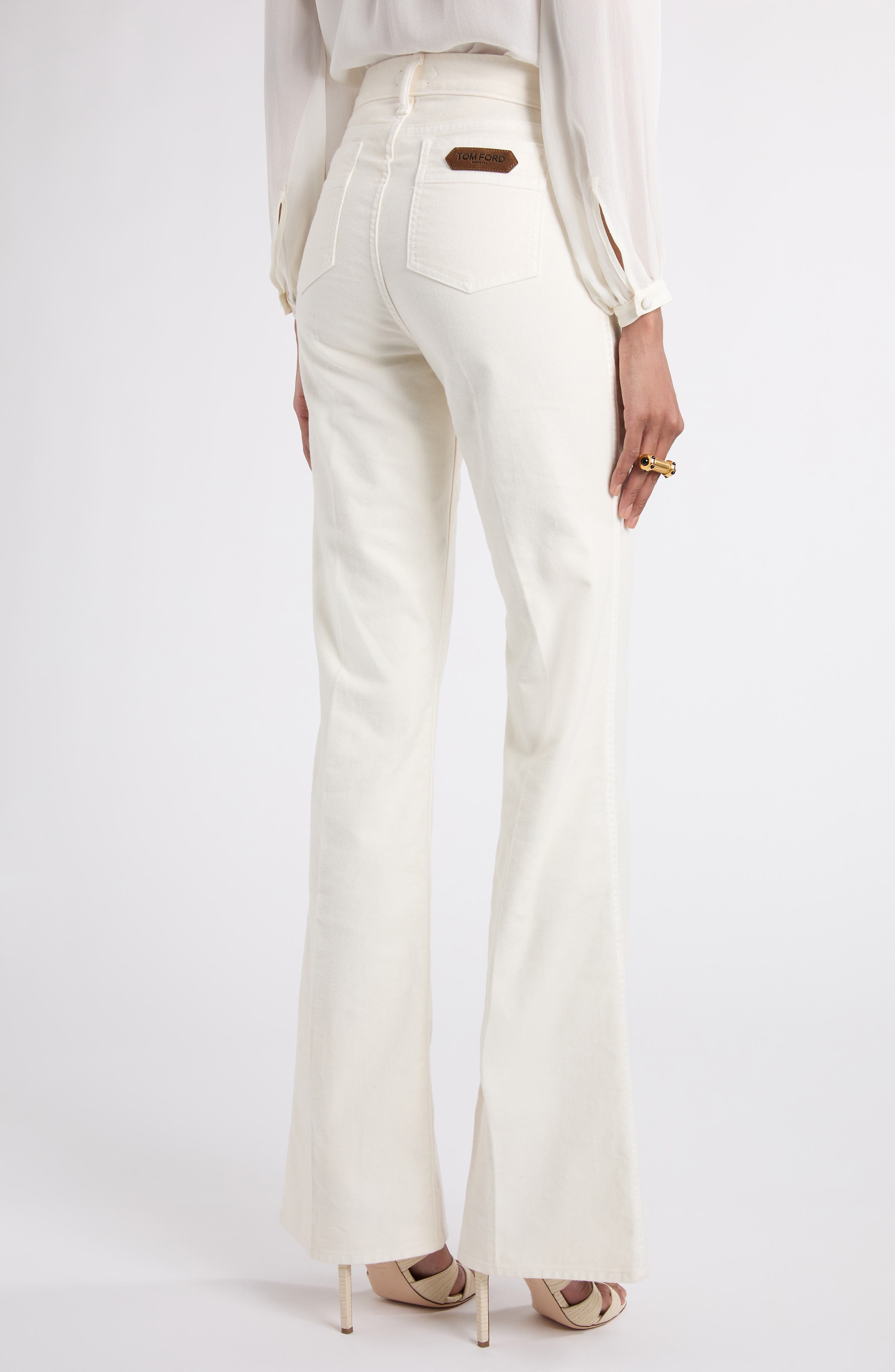 TOM FORD Moleskin Denim Flare Leg Pants in Off White at Nordstrom - 3