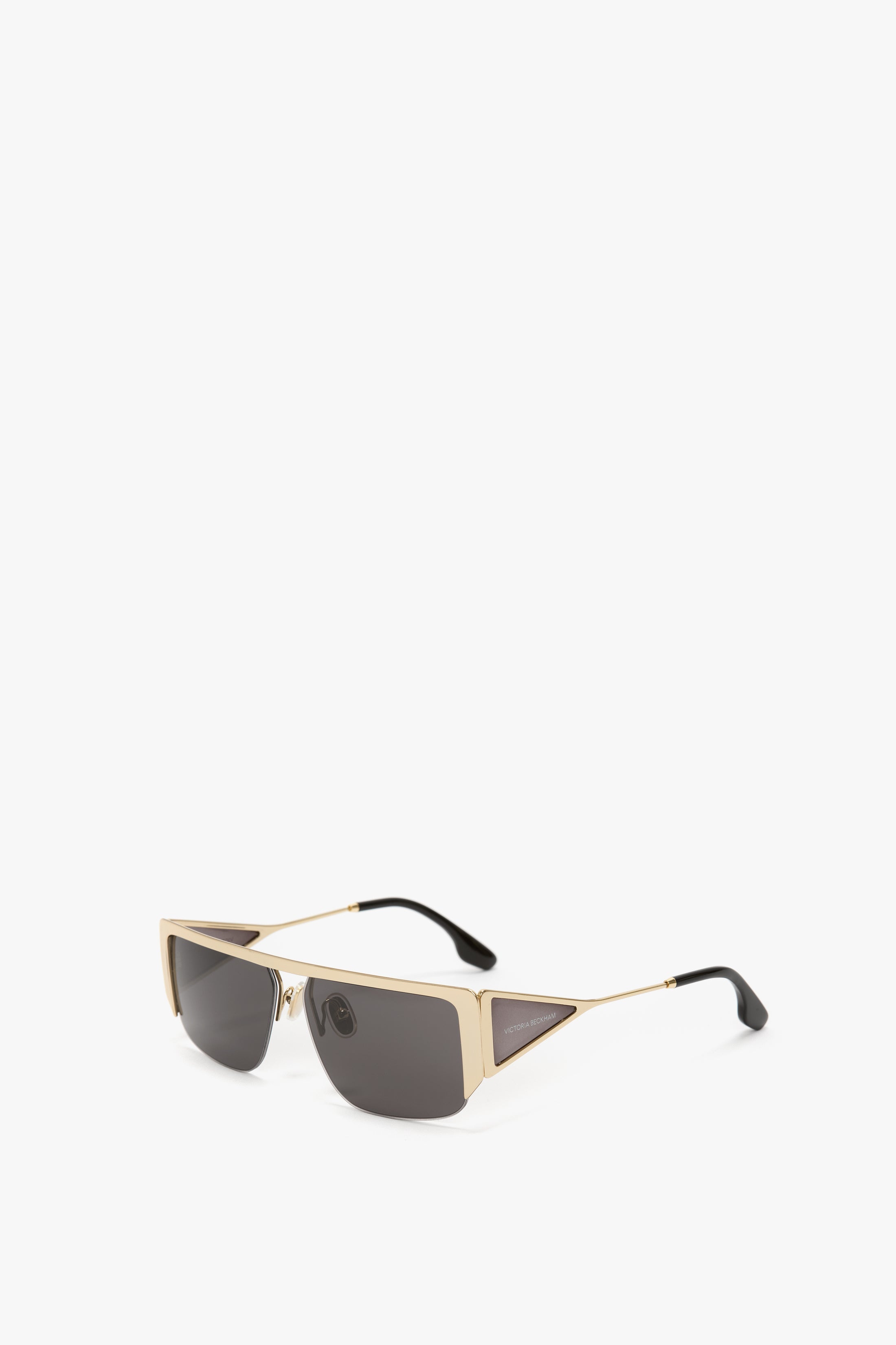 Flat Top Rectangular Sunglasses In Gold-Grey - 3