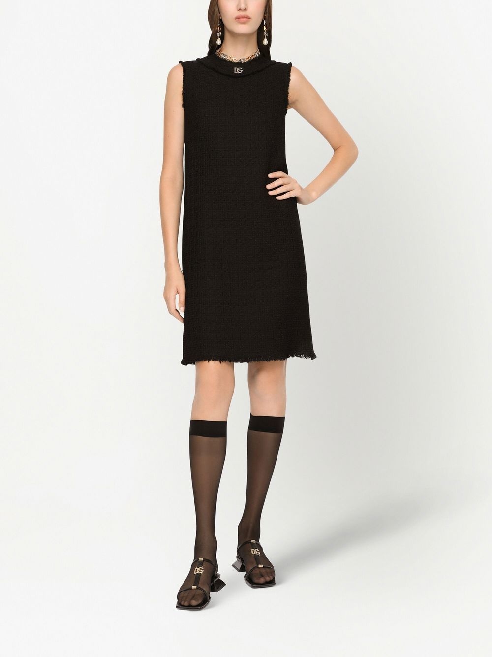 logo-plaque crew-neck shift dress - 3