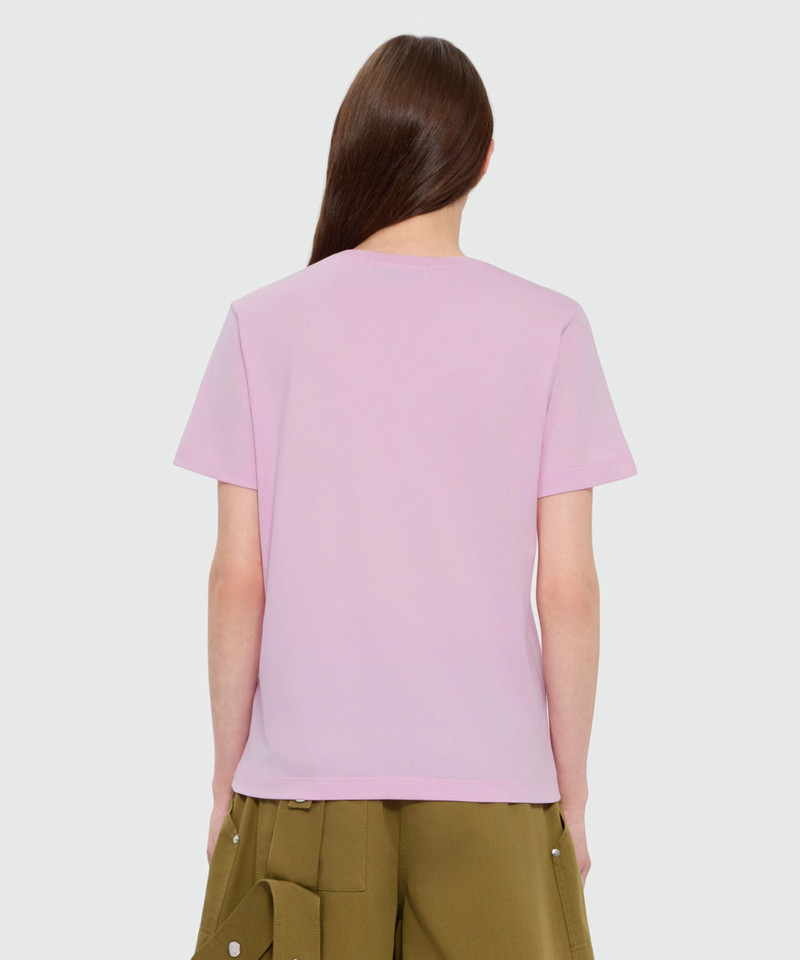 Pink short-sleeve cotton jersey T-shirt with MSGM embroidery 3