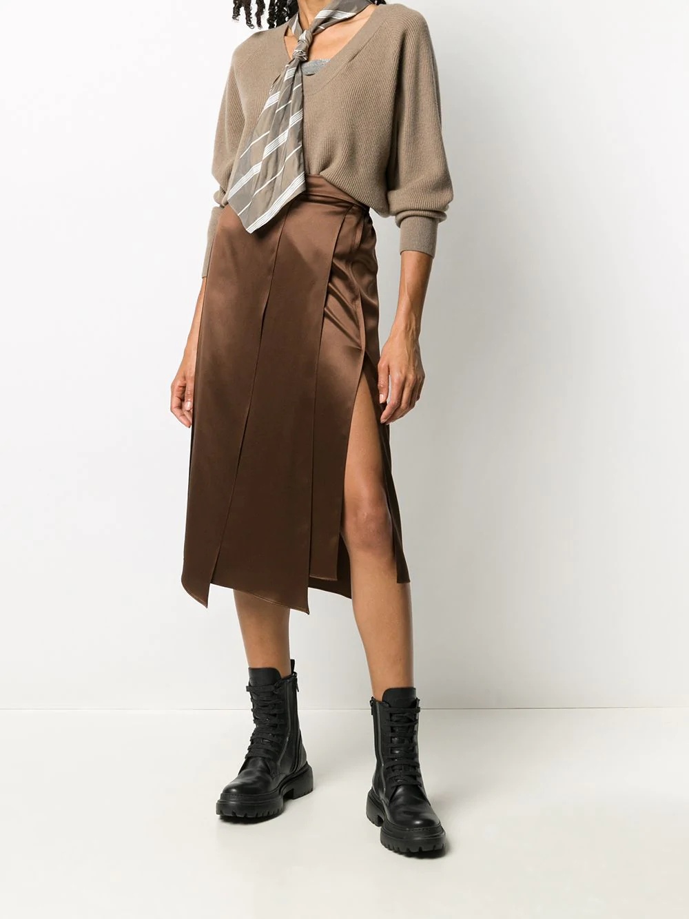 draped-panel midi skirt - 2