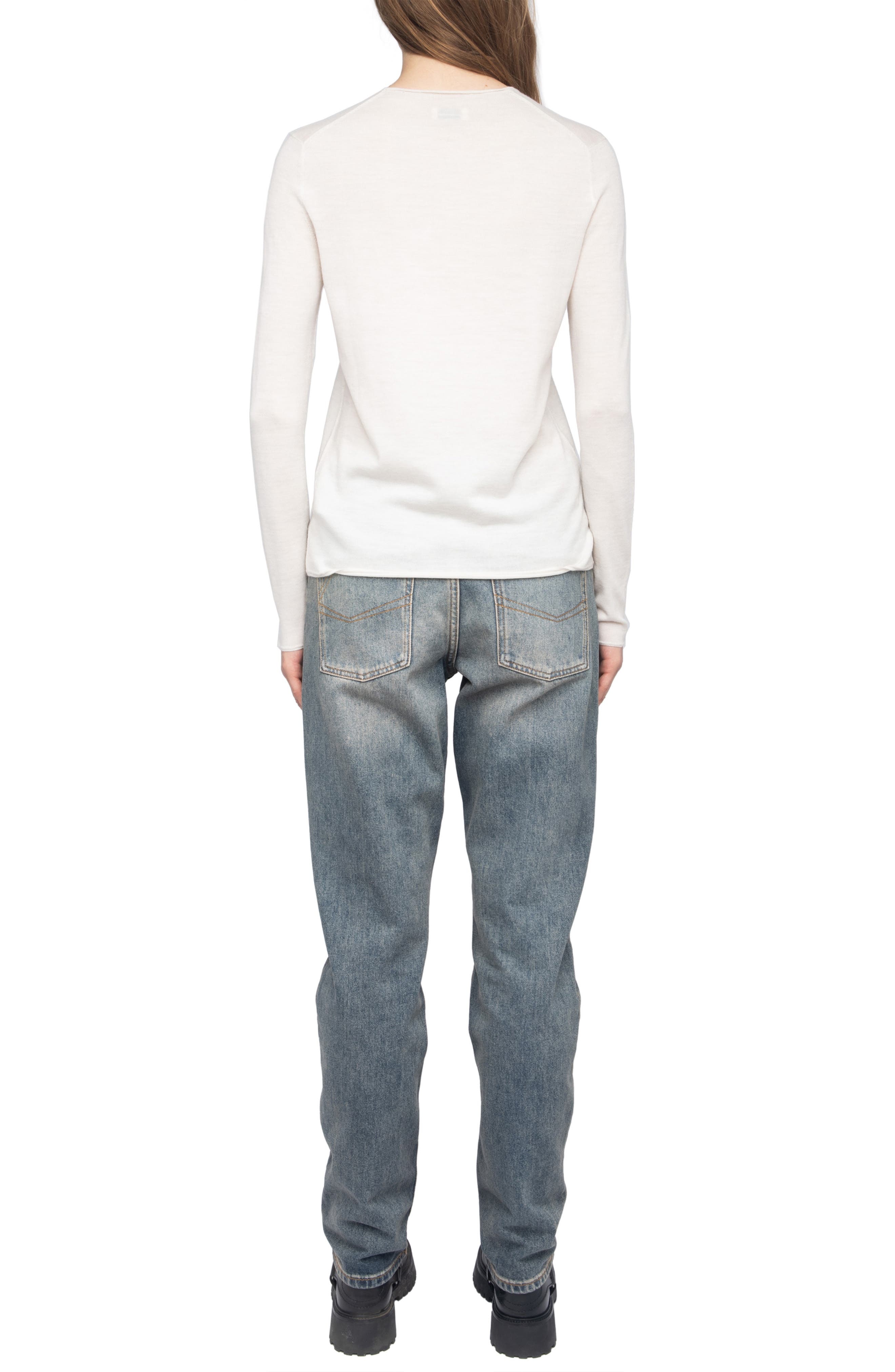Zadig & Voltaire Teissa We Voltaire Merino Wool Sweater in Ecru at Nordstrom - 6