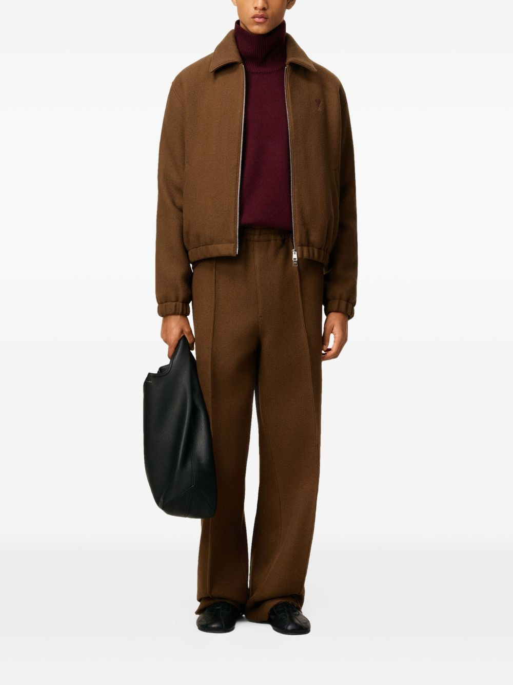 logo-embroidered wool jacket - 2