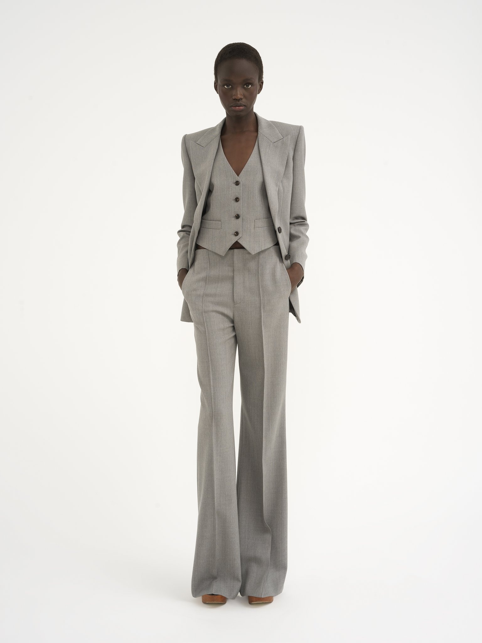 TAILORED JACKET IN WOOL GRAIN DE POUDRE - 3