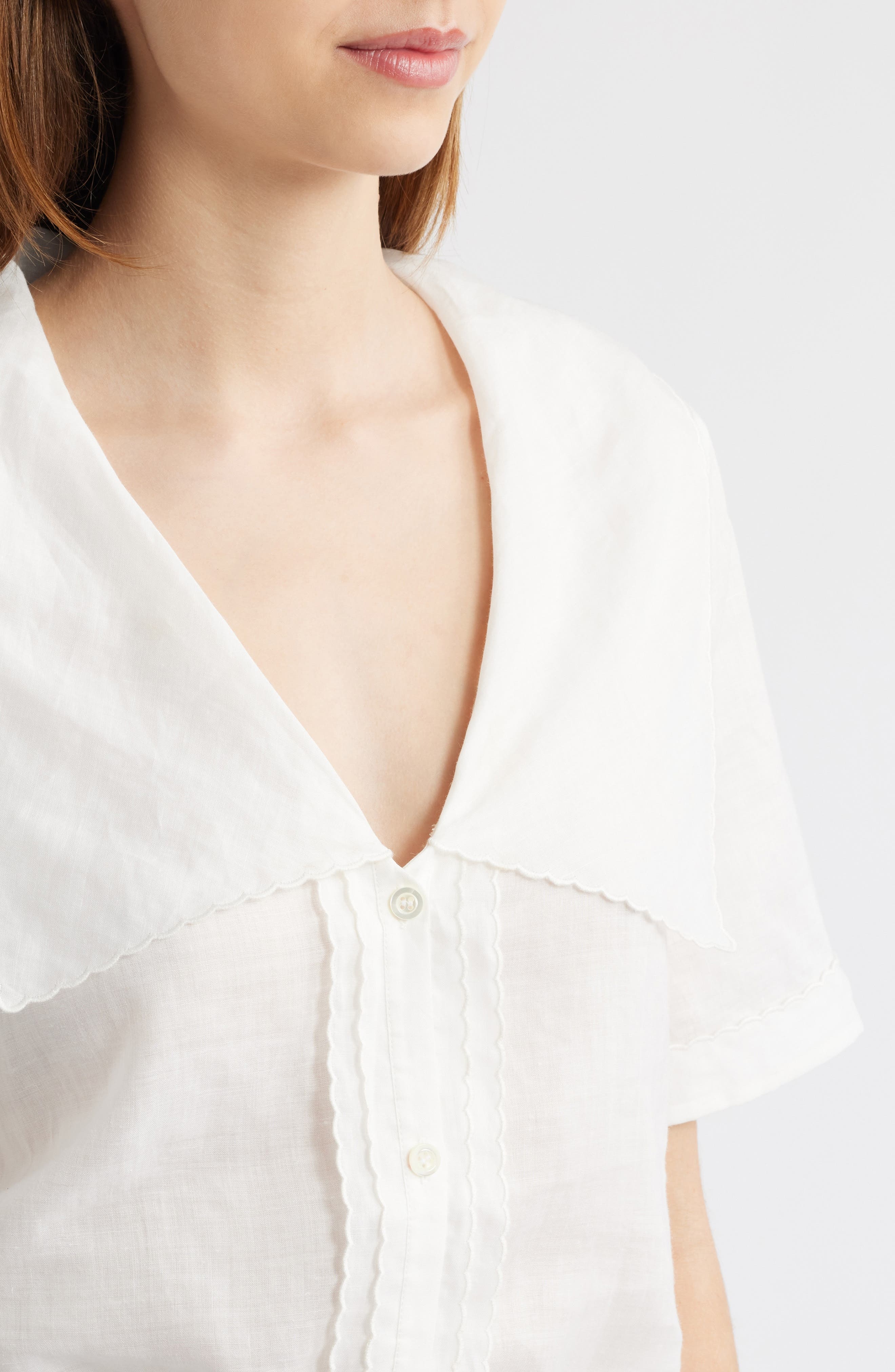 FRAME The Sailor Button-Up Top in White at Nordstrom - 4