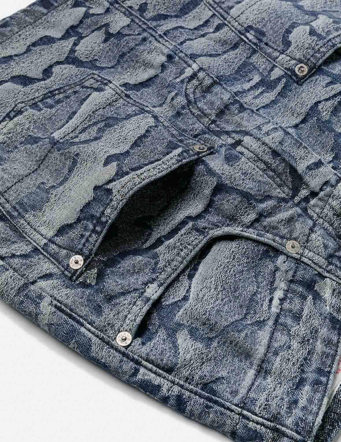 Allover Ishigaki Camouflage Jacquard Fashion Fit Denim Skirt - 6