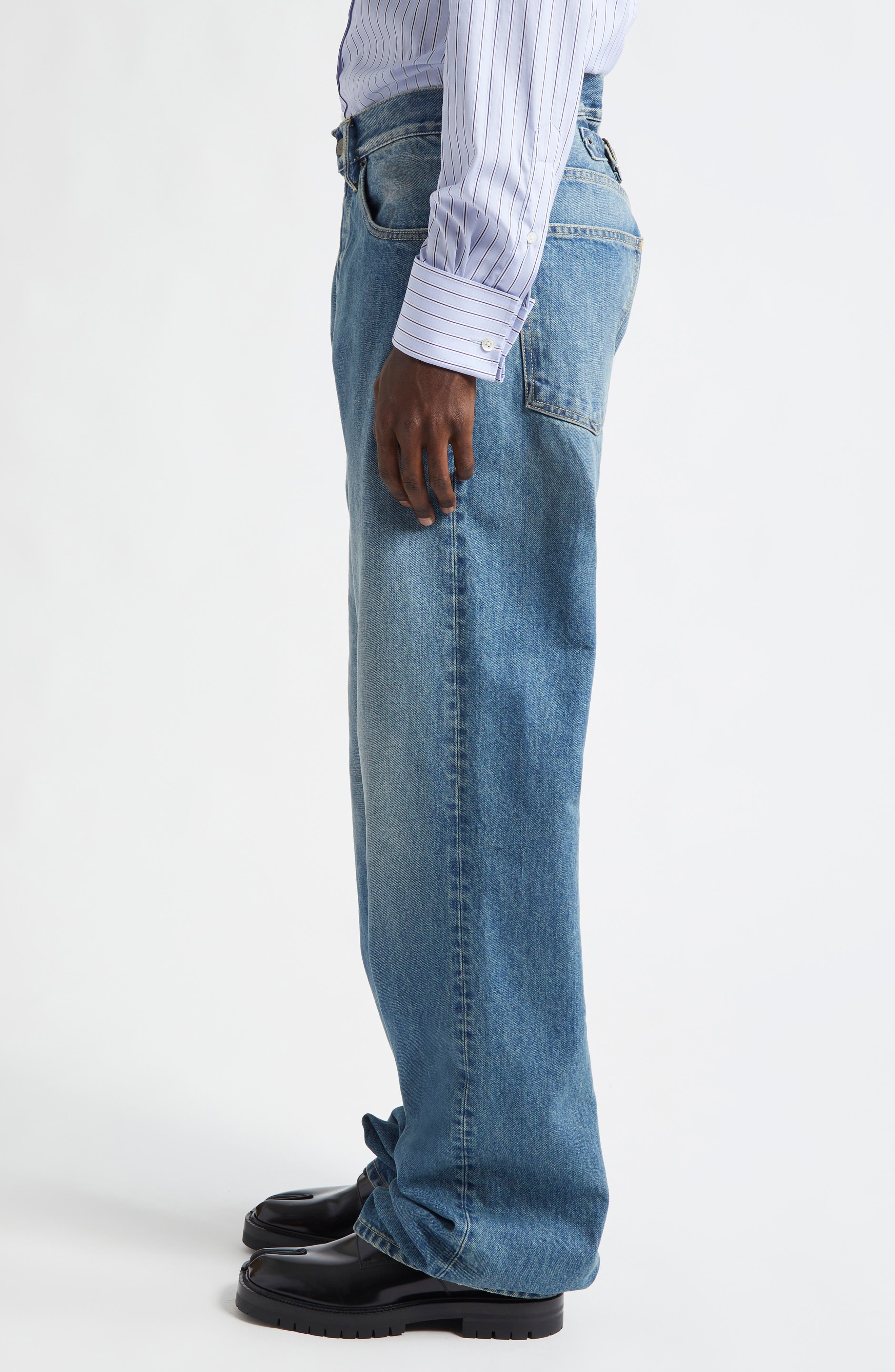 Maison Margiela Five-Pocket Straight Leg Jeans in Medium Blue at Nordstrom - 3