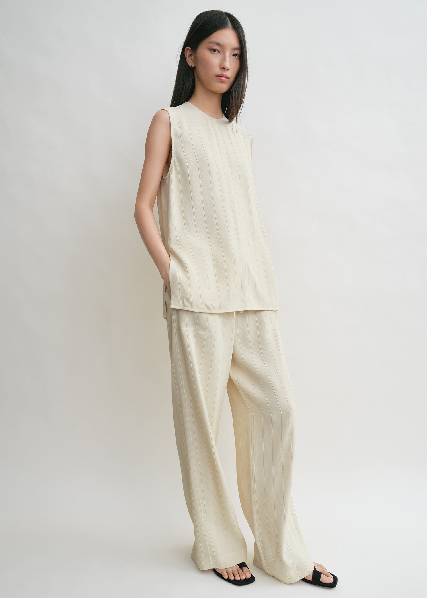 Woven stripe top ecru - 3